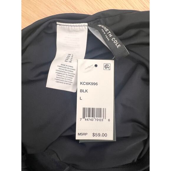 Kenneth Cole No Boundaries Shirred Hipster Bikini Bottom Black Womens Size L NWT - Picture 4 of 4